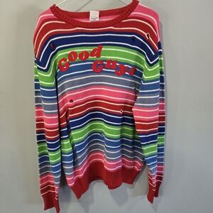 Chucky Good Guys Sweater Adult Rainbow Stripe Size  XL